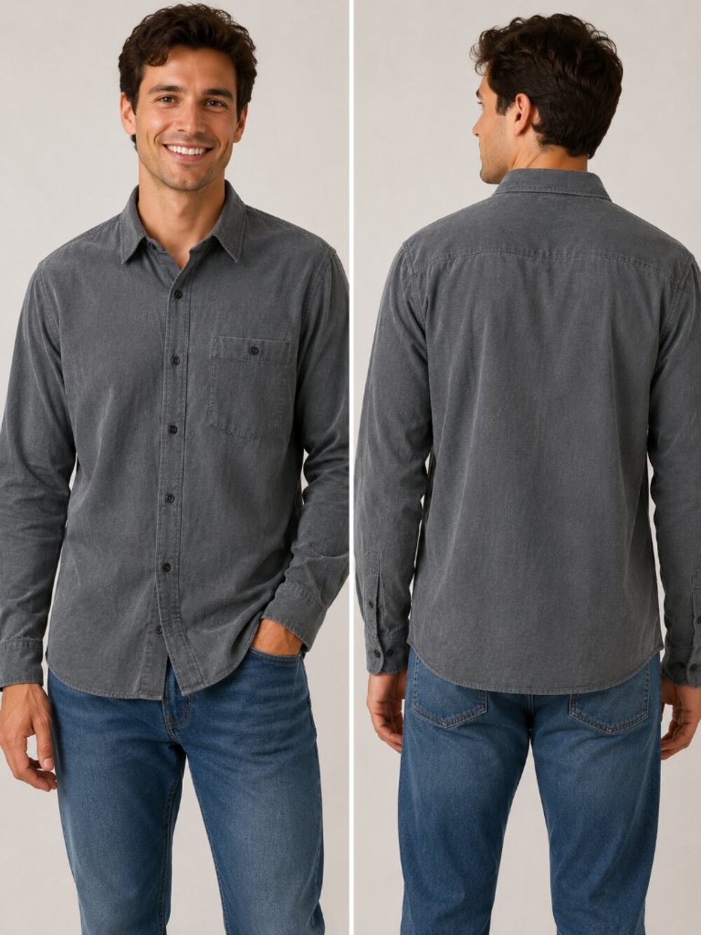 Quick Reflex Men's Black Button-Up Shirt Size Medium Long Sleeve Soft Casual